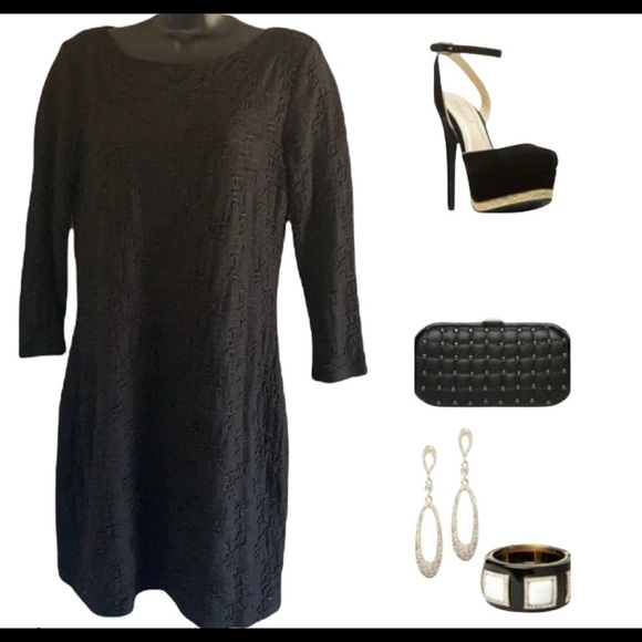 Armani Exchange Black Sheer Textured Body-cone Mini Dress Size M - Picture 12 of 13